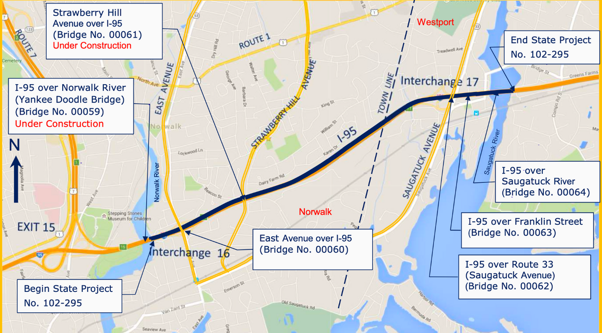 Parts of I-95 to Close in Westport For Bridge Replacement