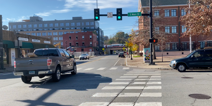 A photo showing an intersection in Norwalk. 